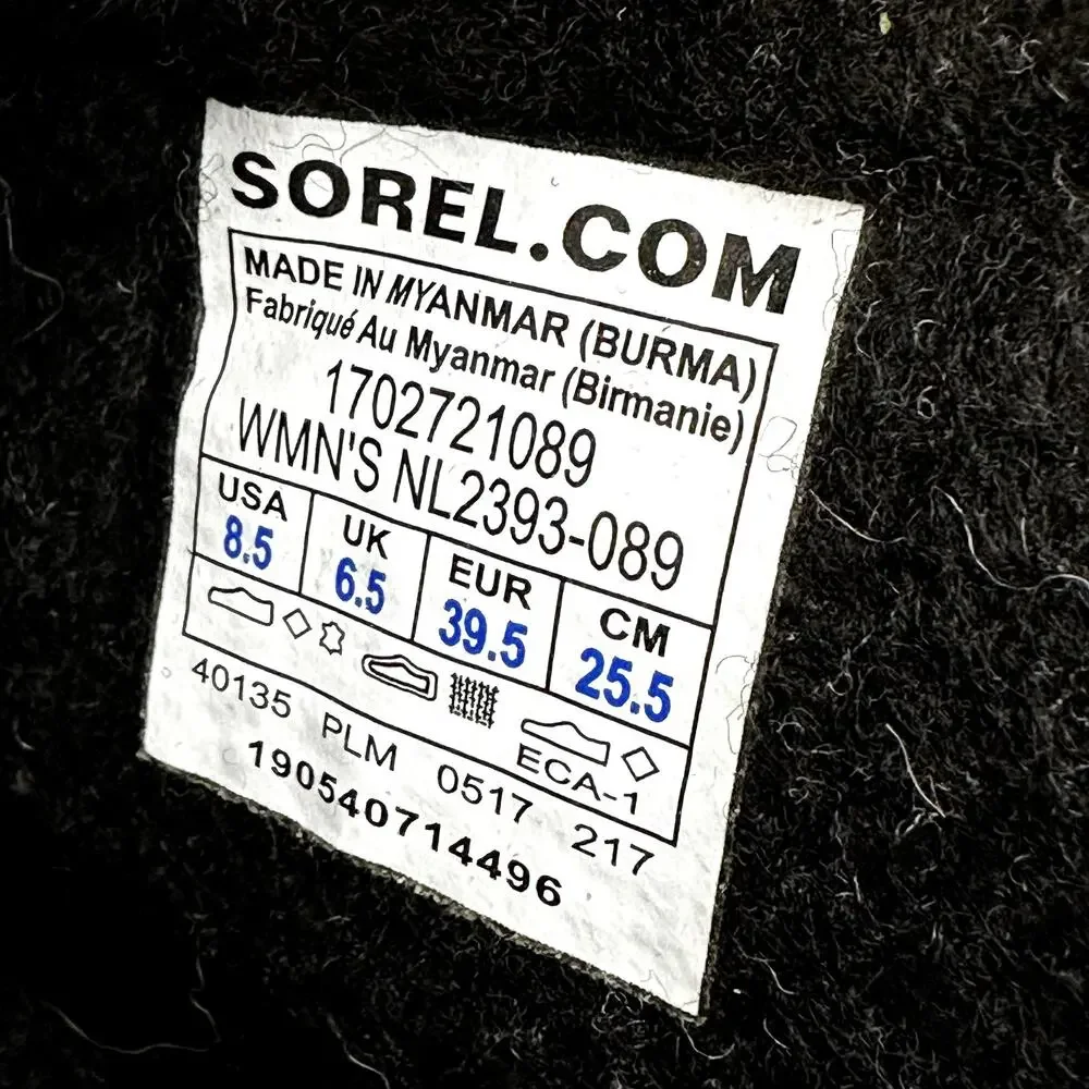 Sorel Joan of Arctic Boots Leather Winter Snow Lace Up Faux Shearling Black 8.5